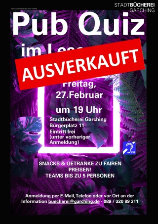 Plakat Pub Quiz 2026 Ausverkauft